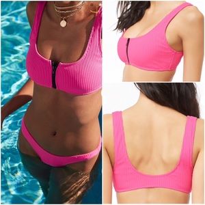 💕Forever 21👙ribbed scoop neck pink bikini NWT